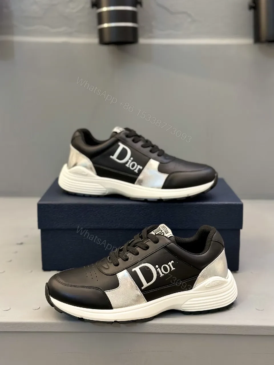View 8 of Premium Black & Silver Designer-Inspired Runner Sneakers