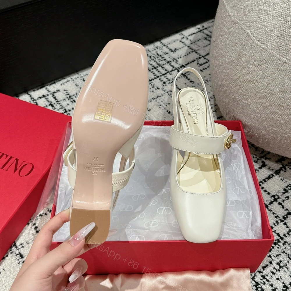 View 9 of 高仿Valentino*5W2S0JY方頭露跟單鞋白色6CM免檢版