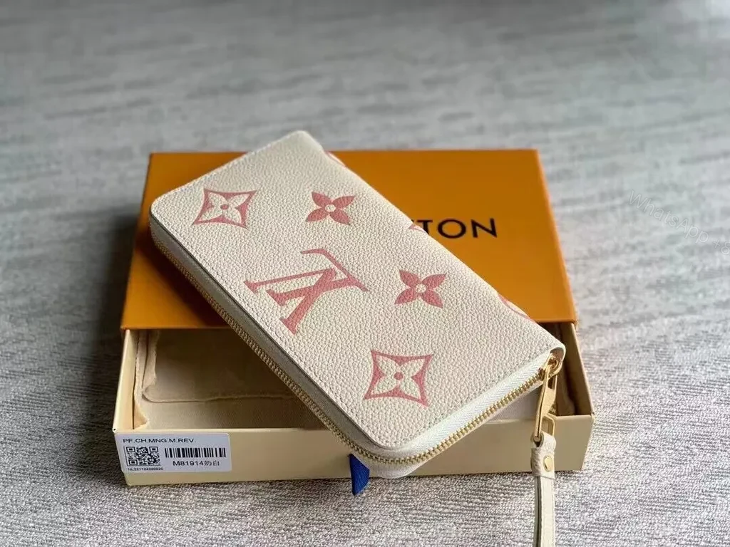 View 4 of Cream LV Monogram Wallet: Pink Pattern, Compact Organizer