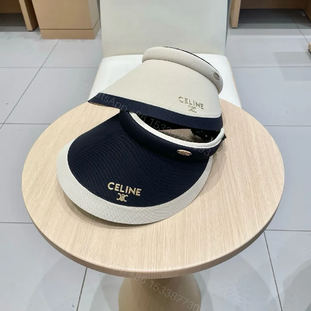 View 4 of Navy Textile Visor with White Edge + Minimal Logo, Sun Shield