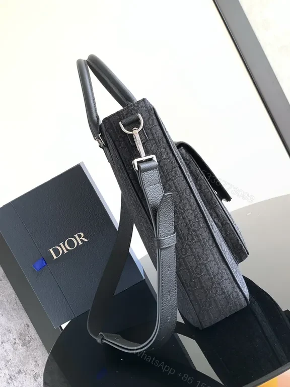 View 4 of Structured Chic Tote: Monogram-Texture, Black, Dior-Inspired Carryall
