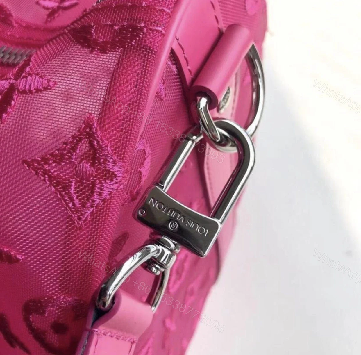 View 6 of Replica 1:1 Clone Louis Vuitton Keepall Bandouliere Monogram 50 Pink