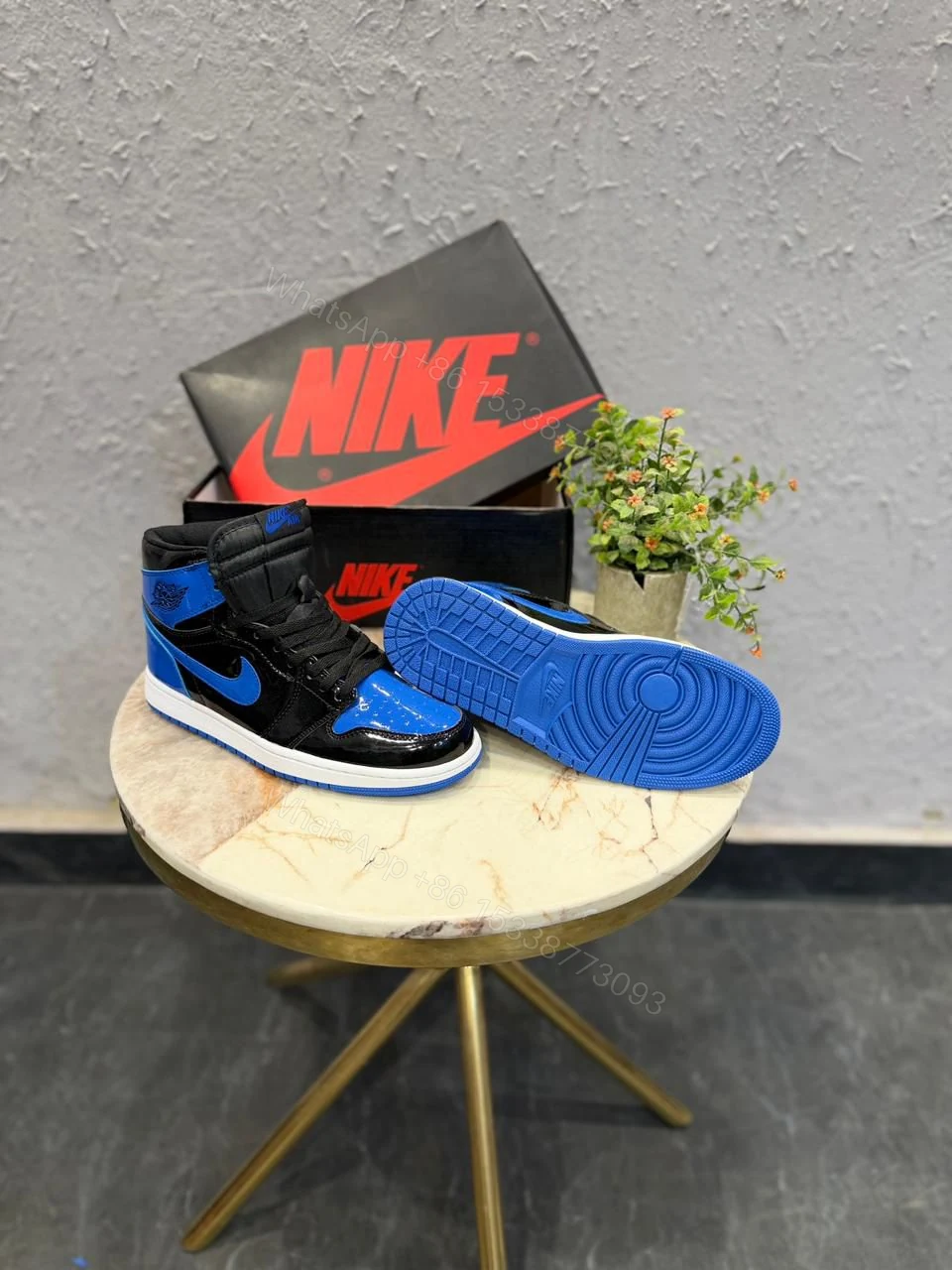 View 4 of FIRST COPY AIR JORDANS RETRO 1 PATENT ROYAL BLUE SNEAKERS