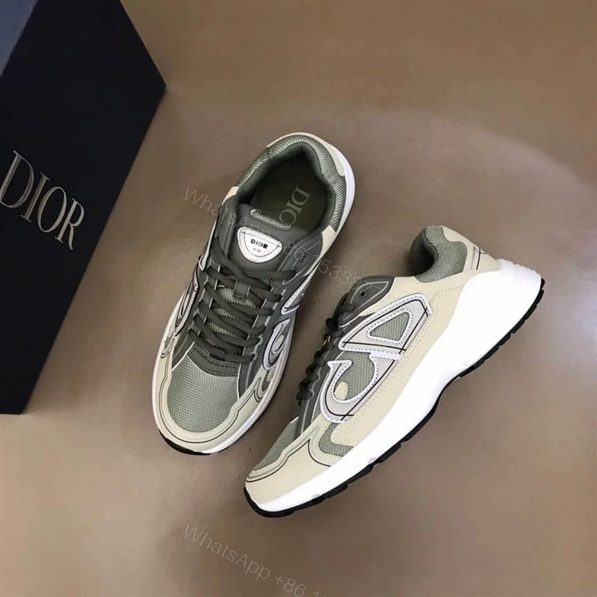 View 9 of DIOR B30 SNEAKERS OLIVE MESH AND CREAM TECHNICAL FABRIC – CD86