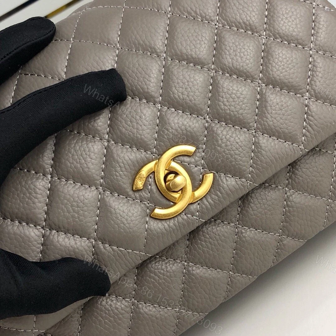 View 2 of Chanel Coco Bag Quilted Caviar With Lizard Blue