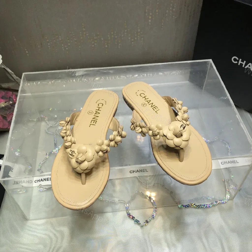View 5 of Beige Floral-Accent Sandals: Luxe Comfort Slip-On