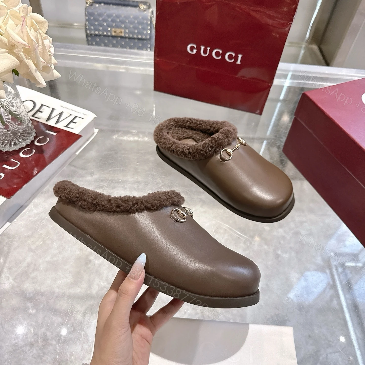 View 6 of Gucci Women Mule With Horsebit Brown Leather