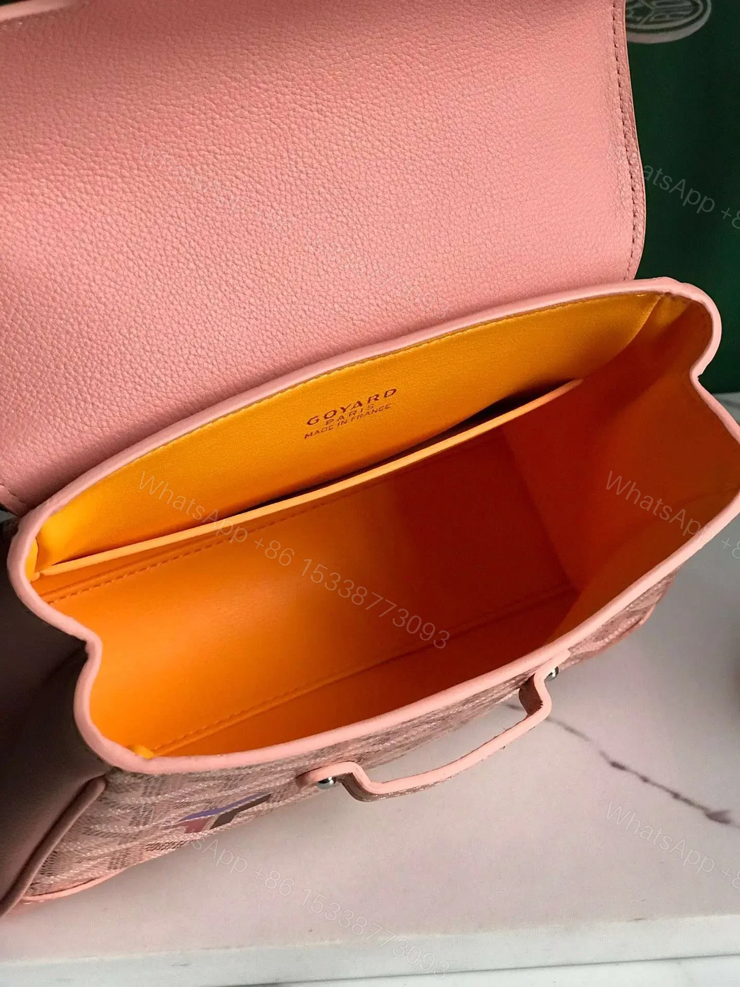View 3 of Goyard Saigon Handbag Pink Women’s Wooden Handle 20x15cm