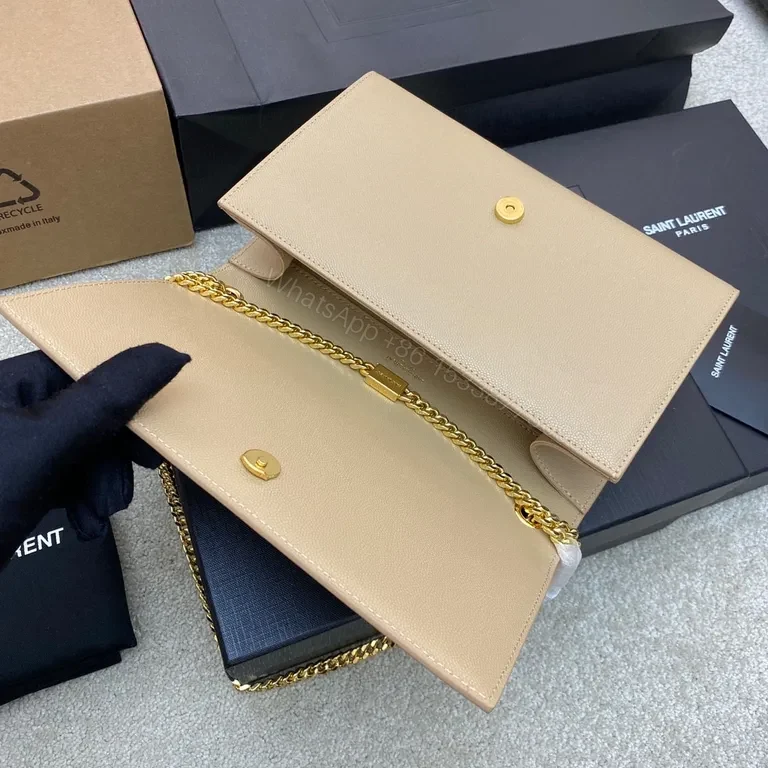 View 4 of Quietly Iconic Beige Calfskin Wallet-on-Chain by Saint Laurent