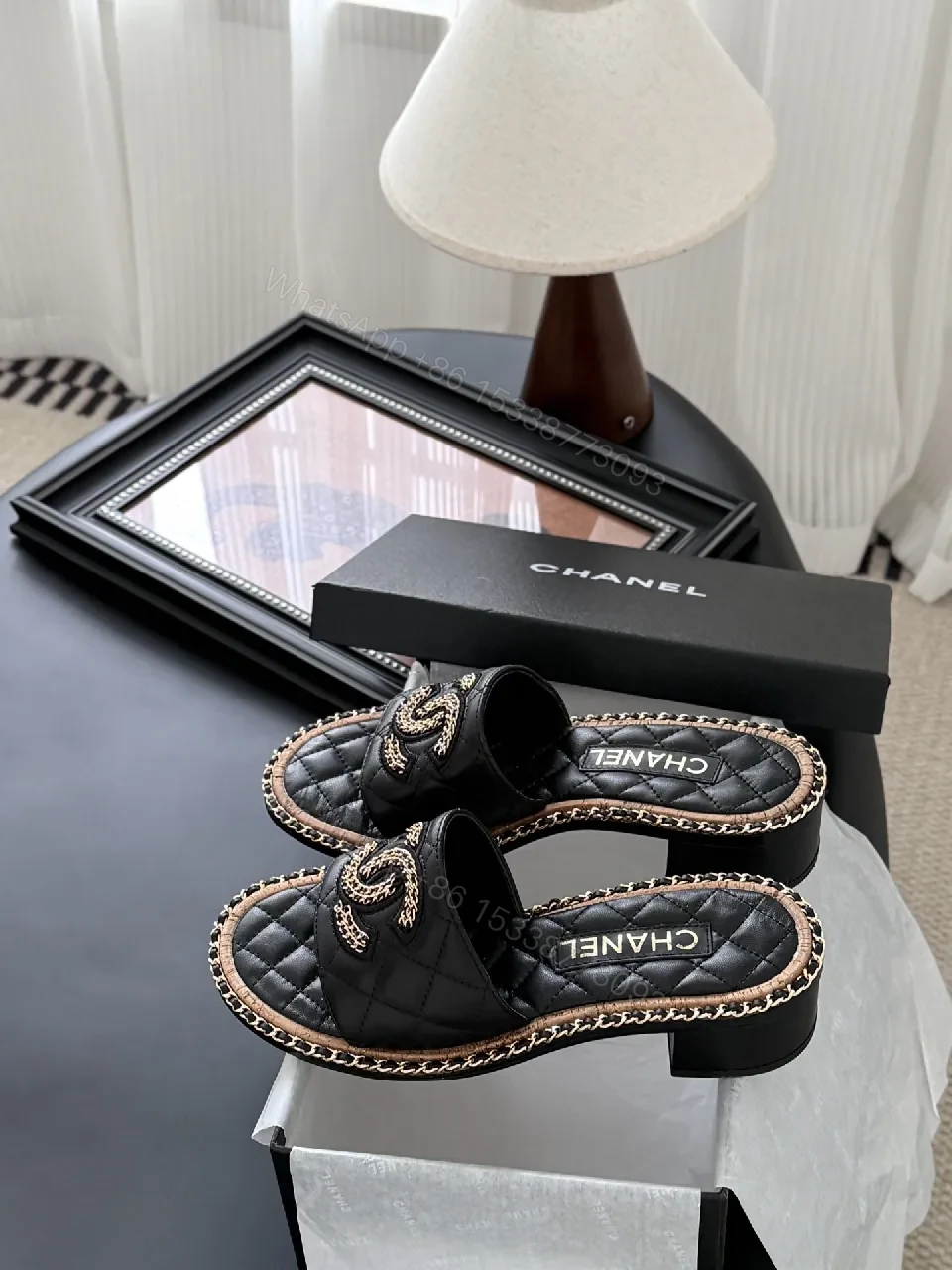 View 5 of Quilted Leather Slide with Signature Detailing