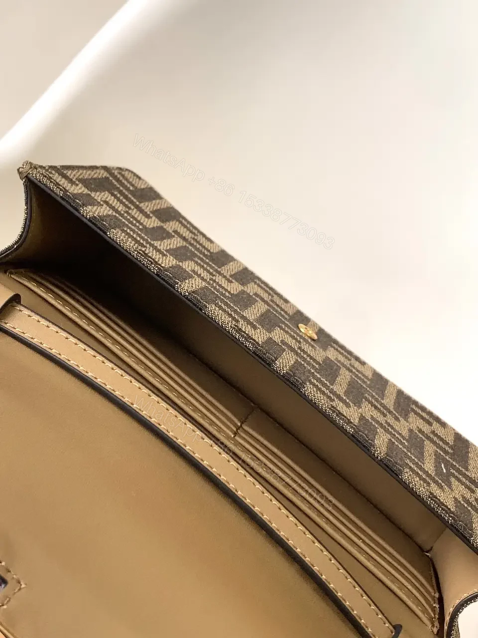 View 2 of Compact Monogram Canvas Bag with Gold Hardware - Luxe Messenger