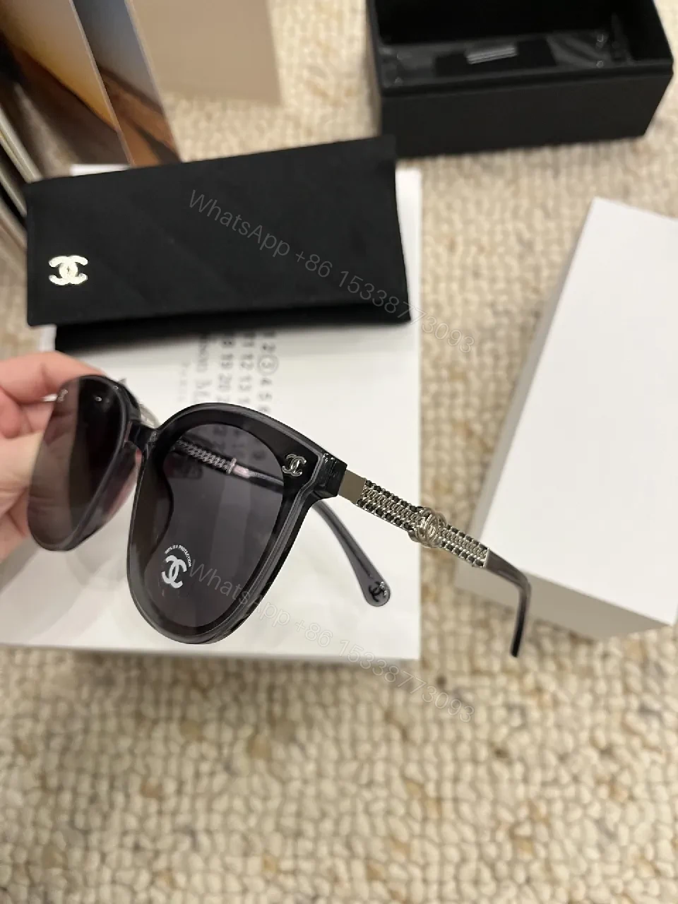 View 3 of Cat-Eye Sunglasses: Black Acetate, Designer-Inspired, UV Protection