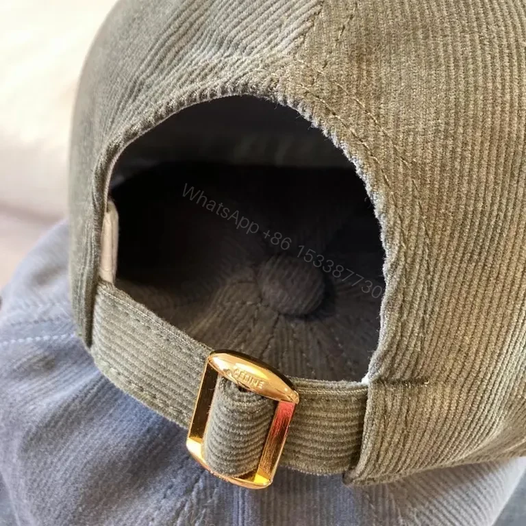 View 3 of Celine-Style Olive Cotton Cap with Structured Embroidery