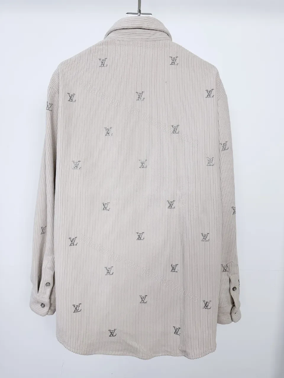 View 8 of Textured Corduroy Shirt — Subtle Monogram Luxury Shirt