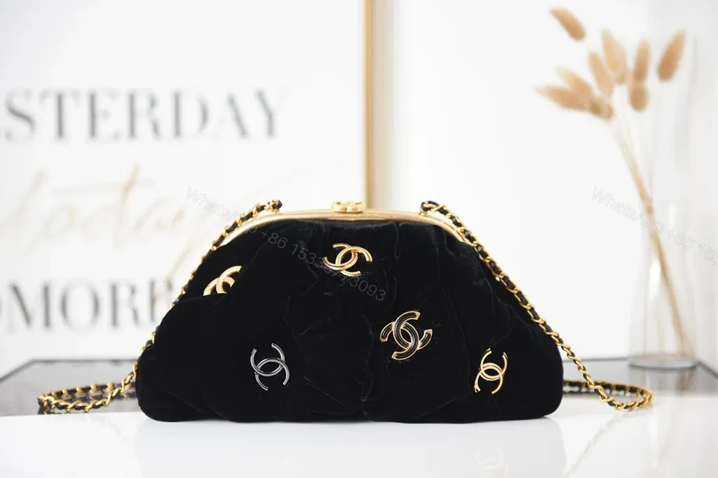 View 8 of Velvet & Gold Chanel-Inspired Clutch: Sophisticated Evening Utility