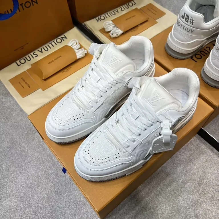 View 6 of Minimalist White Luxury Training Sneaker with LV Craft