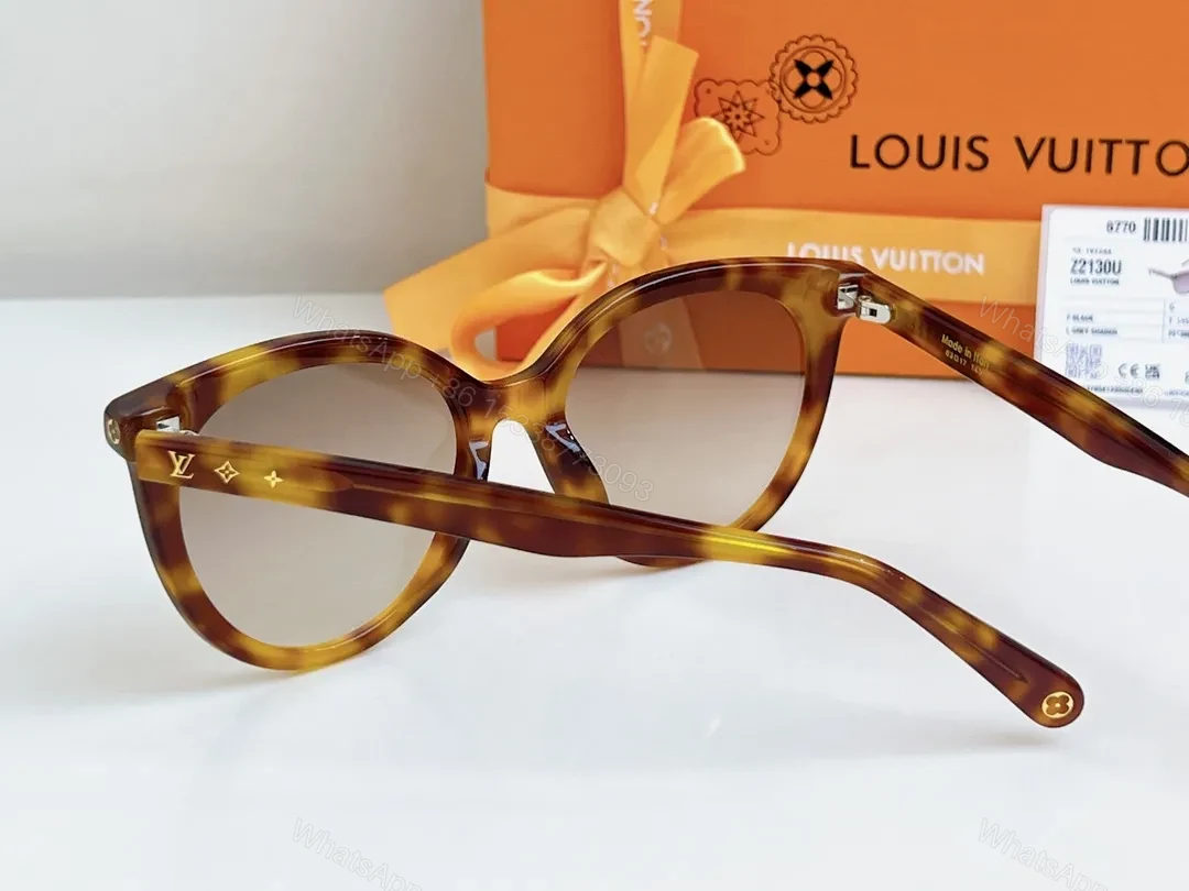 View 9 of Tortoise Frame Sunglasses with LV Detailing, Lightweight, UV400