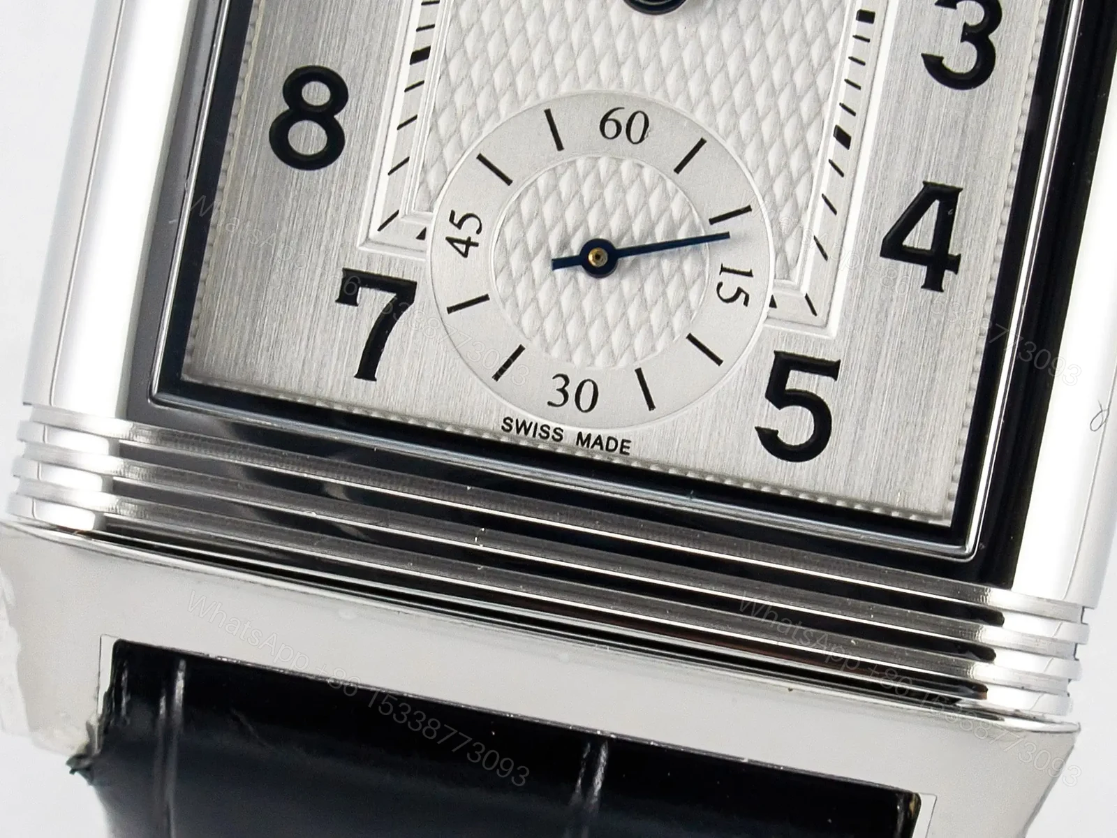View 10 of Reverso Classic Duoface Small Seconds SS MGF Best Edition White Guilloché Dial on Black Leather Strap A854A