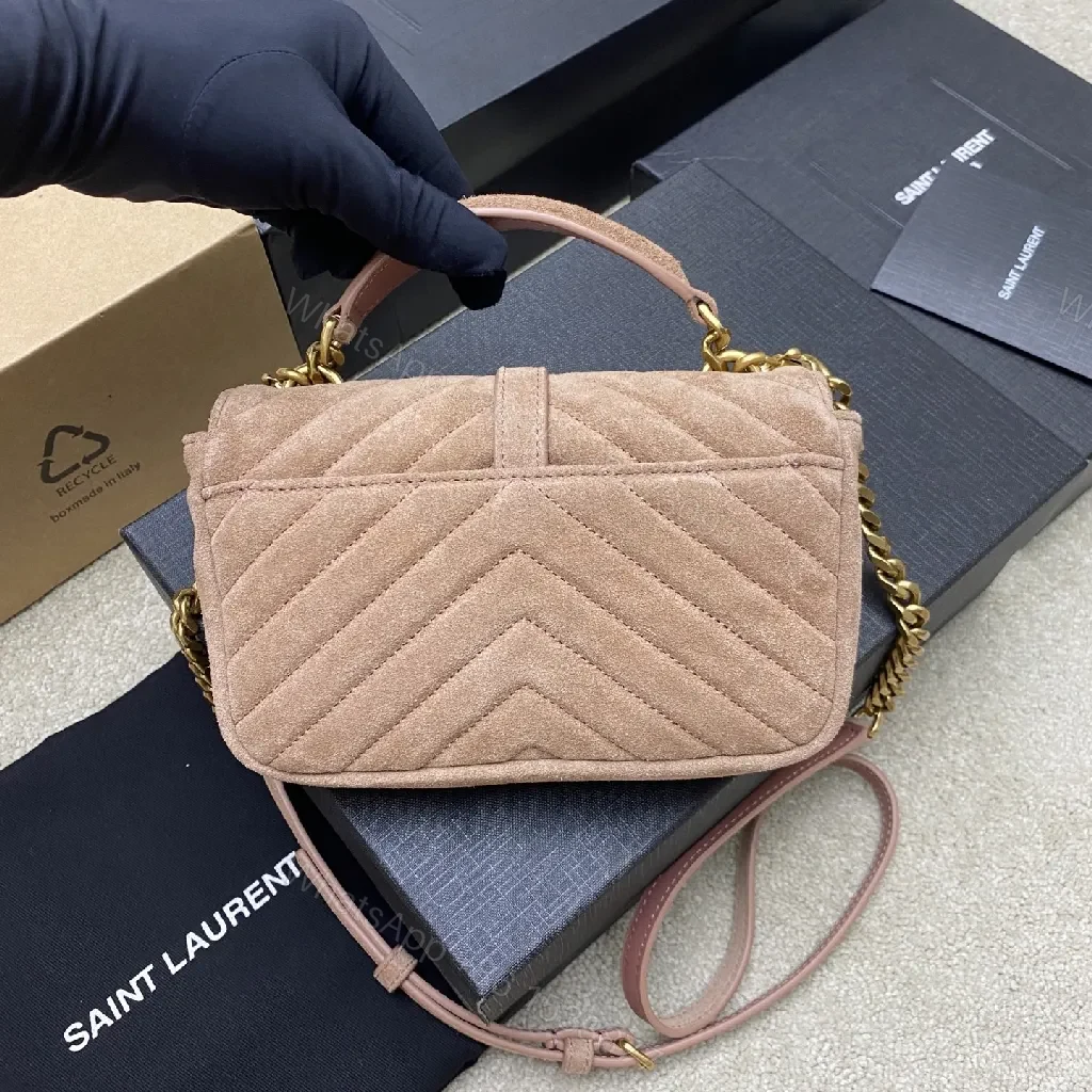 View 3 of Velvet Chevron Crossbody Bag: Blush, Gold Hardware, Chic Style