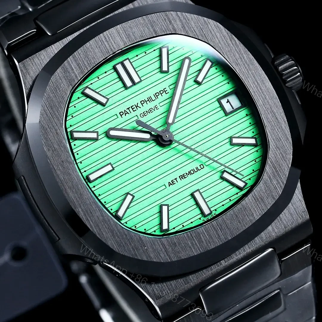 View 5 of Patek Philippe Green Black Nautilus Watch Ceramic Bracelet Ultimate 40MM PP-NAU-GRN-BLK-CER40-V2