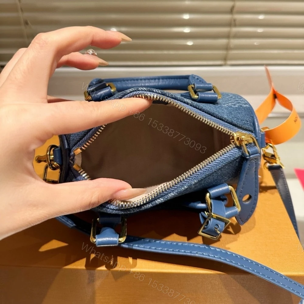 View 4 of Louis Vuitton Speedy 18 Bandoulière Denim Blue 18Cm N00208
