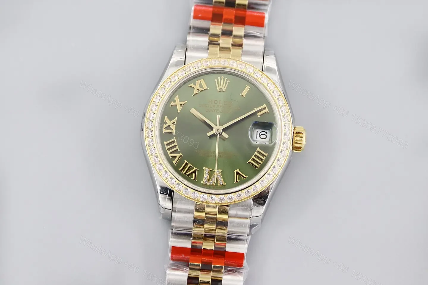 Rolex Datejust 31 Rolesor Yellow Diamond Jubilee Green Roman Dial 178383-0005 — view 1