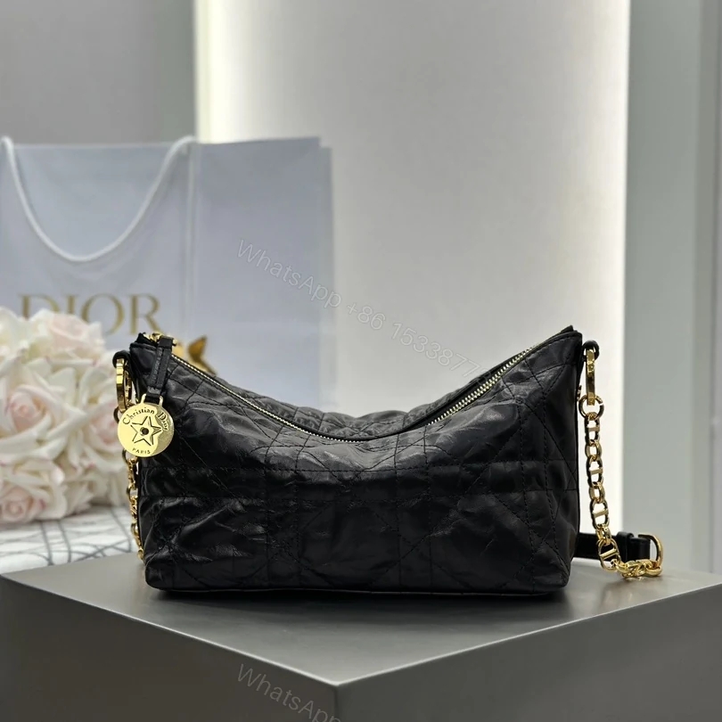 高仿Dior*Star系列S3202M900鏈條單肩腋下包黑色免檢版 — view 1