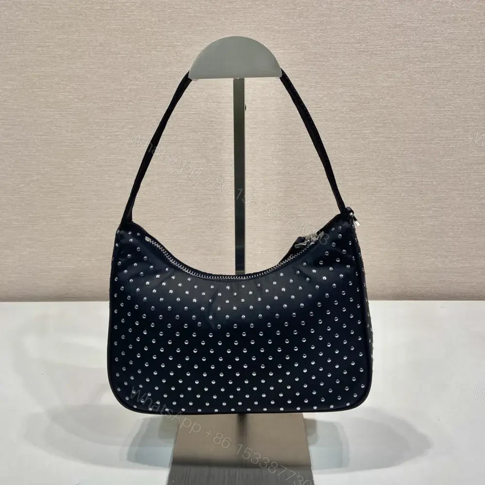 View 2 of 高仿Prada*RE-Nylon系列1BC515鉚釘單肩包黑色Mini免檢版