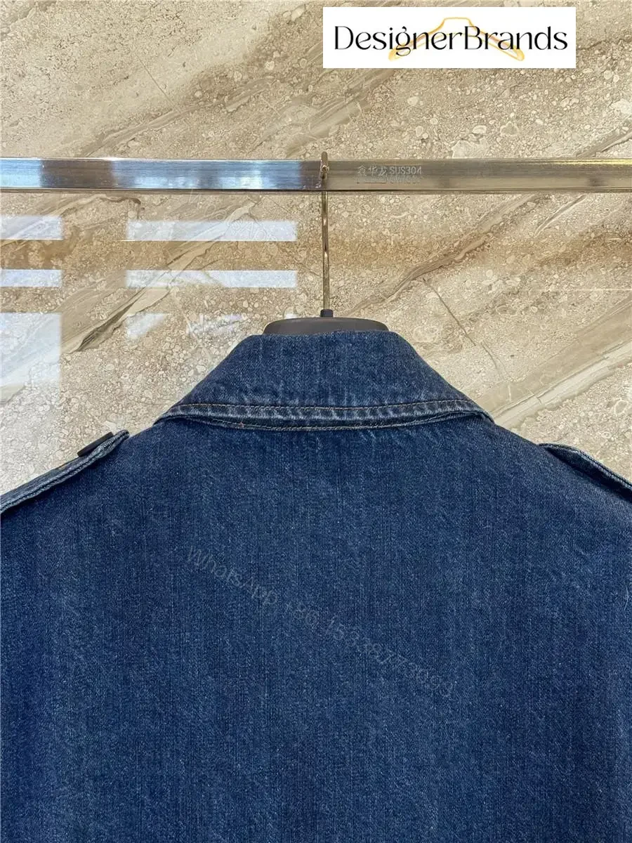 View 11 of Dark Indigo Denim Explorer Jacket: Monogram Detail, Structured Style