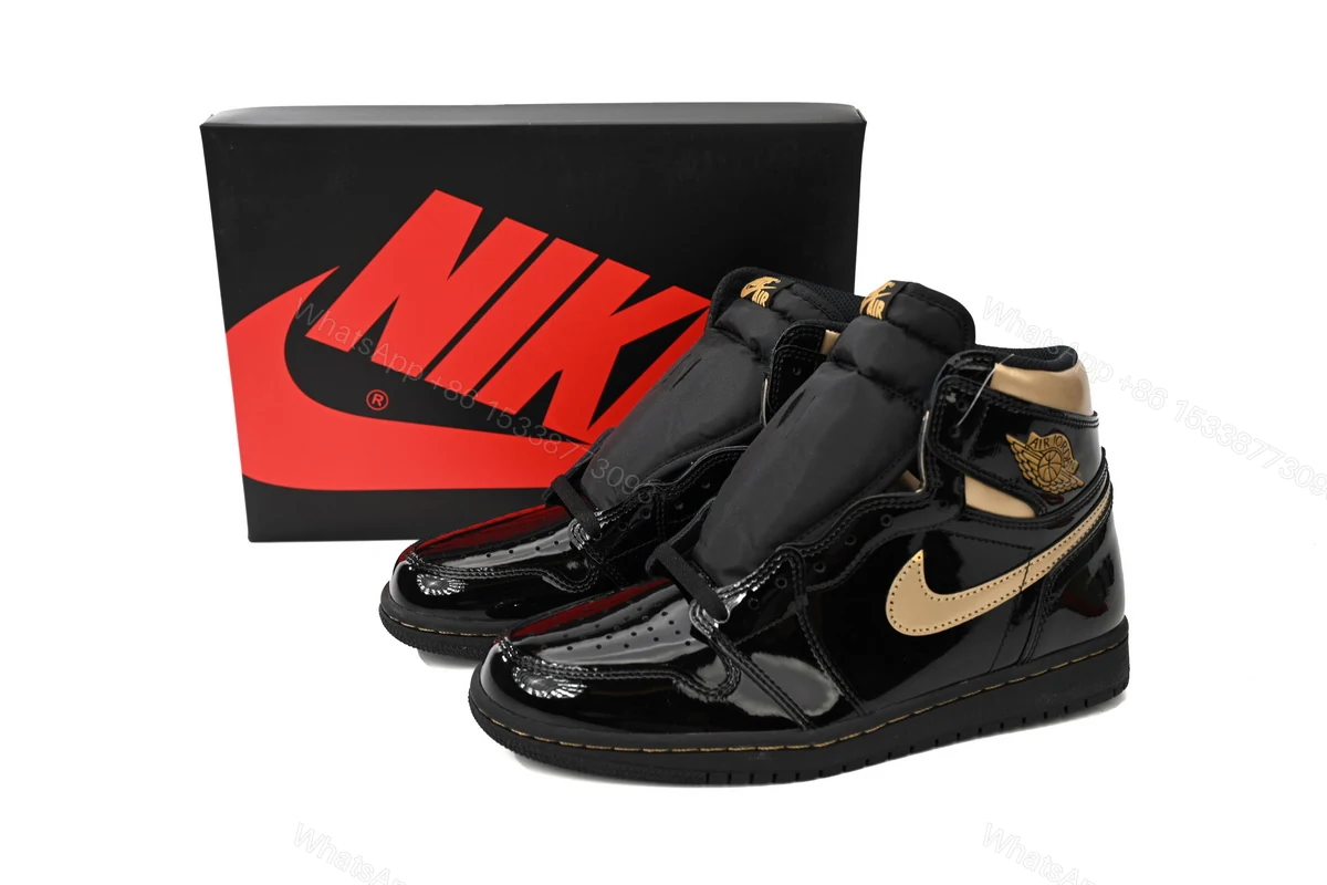 Air Jordan 1 High OG Patent Black Metallic Gold 555088-032 — view 2