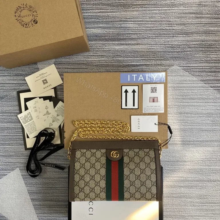 G-Inspired Heritage Shoulder Bag: Web Stripe, Gold Chain — view 1