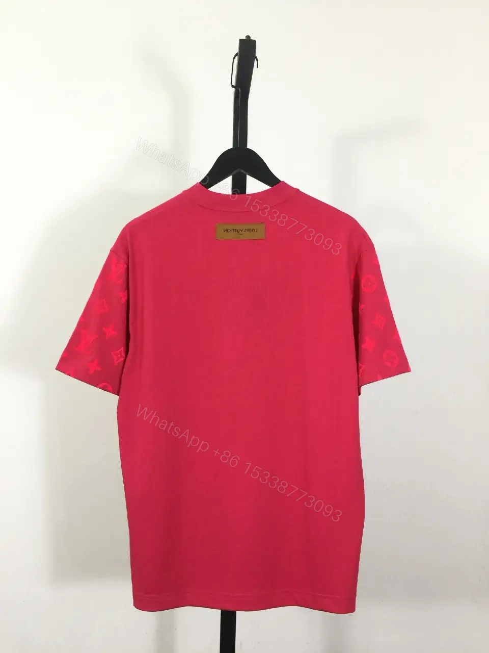 View 7 of Pink Monogram-Accent Cotton Tee: Luxe Streetwear, All-Day Comfort