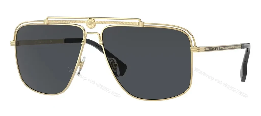 View 5 of Gilded Medusa: Gold-Tone Sunglasses with Crest