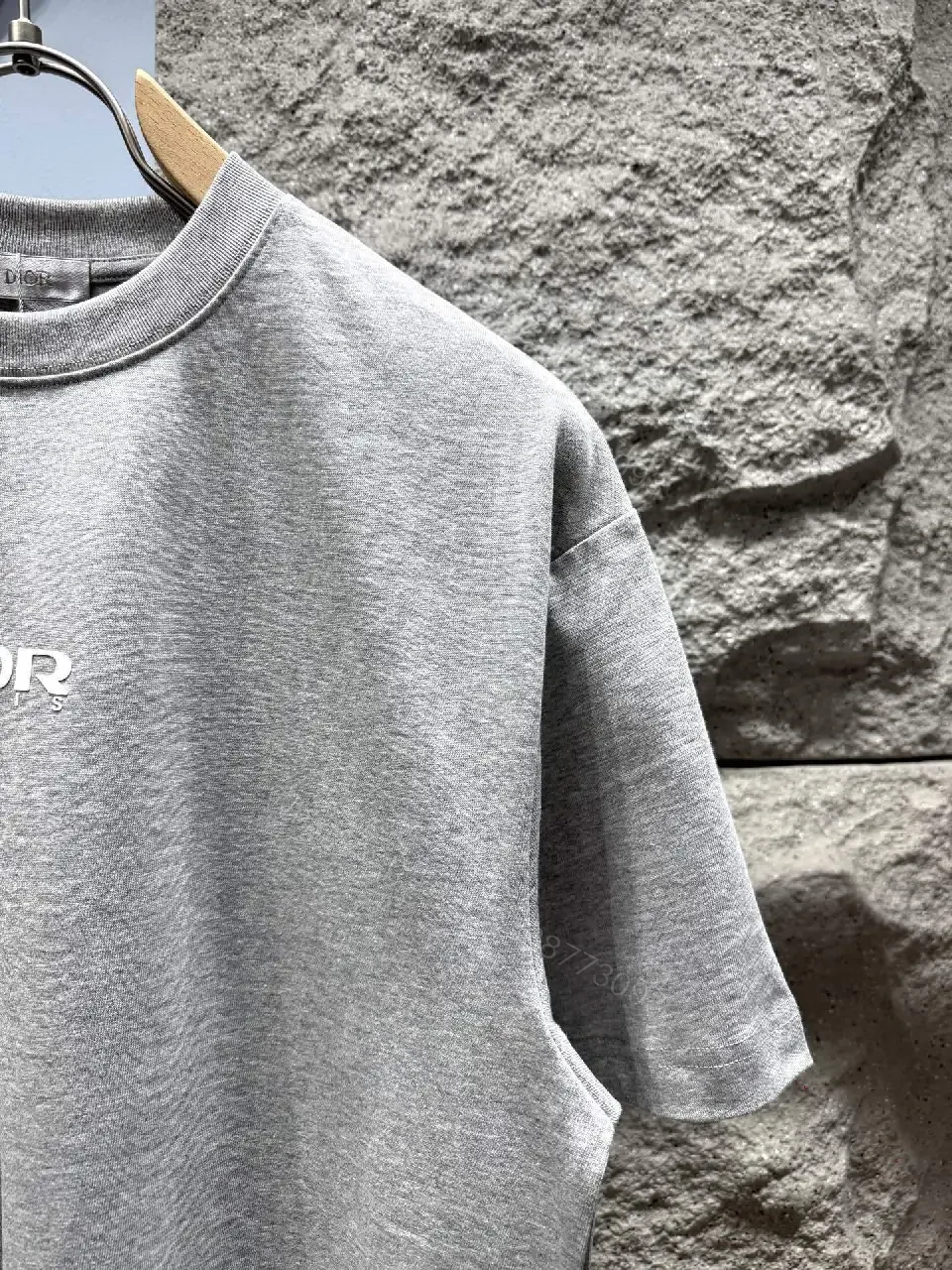 View 4 of Relaxed Grey Cotton Tee — Subtle Logo, Everyday Lux