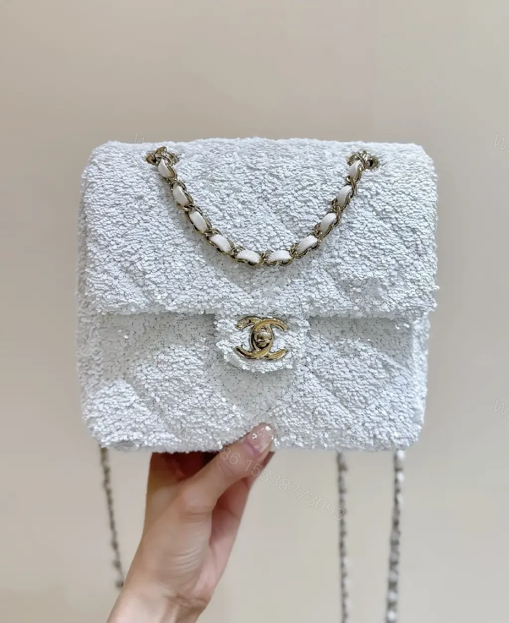 View 3 of Bouclé Luxe Evening Bag: Timeless Chanel-inspired Elegance