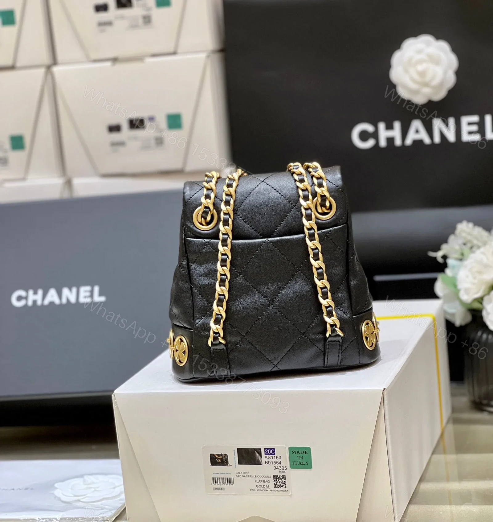 View 6 of Chanel Charm Backpack Replica 11 Black Smooth Leather 18x18x8cm