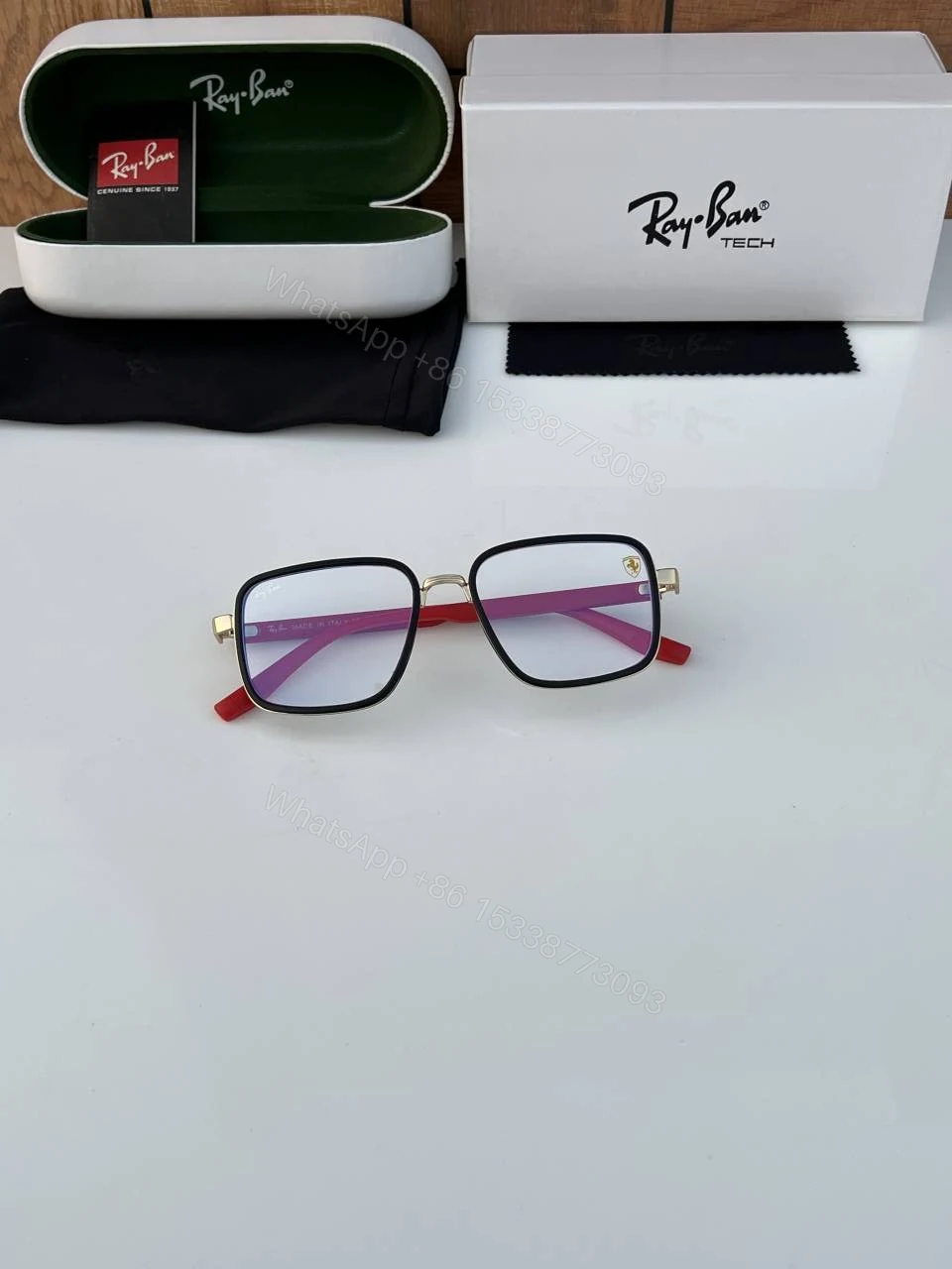 View 2 of First Copy RayBan 8840 Gold Plano Sunglasses