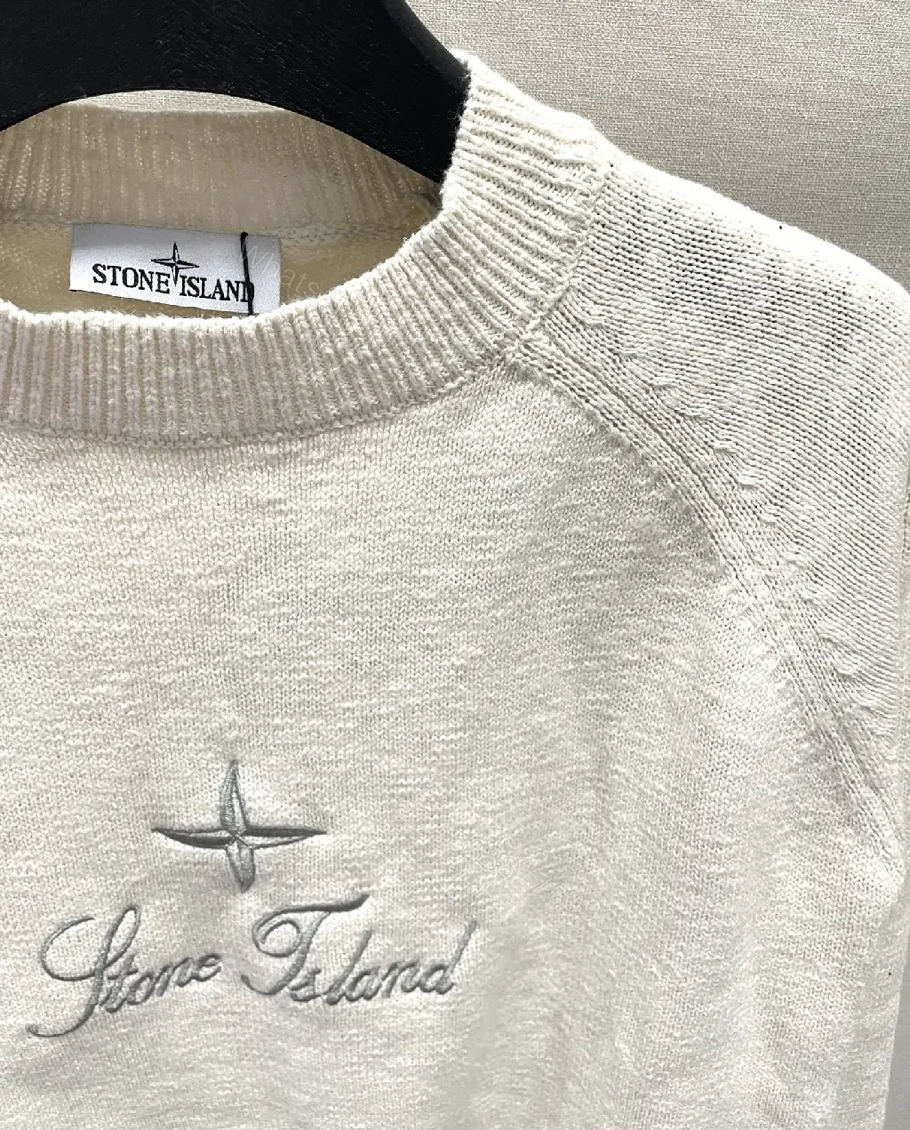 View 3 of Soft-White Knit Crewneck Premium Script Sweatshirt