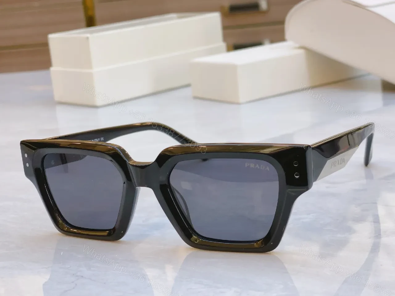 View 3 of Bold Shield Sunglasses with Translucent Gray Frame Difference