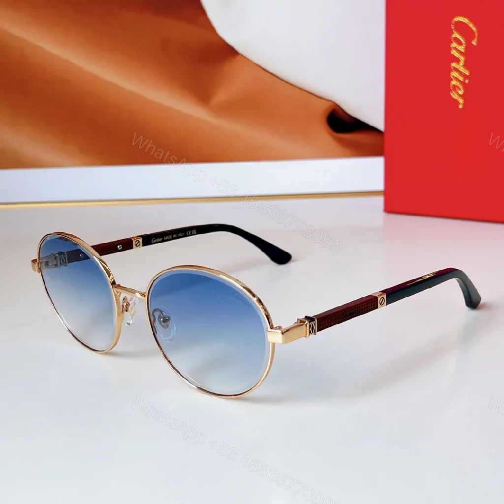 View 9 of Gold-Tone Round Sunglasses: Luxury-Casual, UV400 Protection