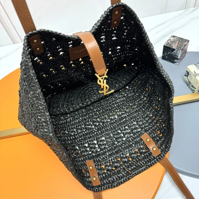 View 8 of Textured Crochet Tote: Luxury YSL-Inspired Hardware Bag