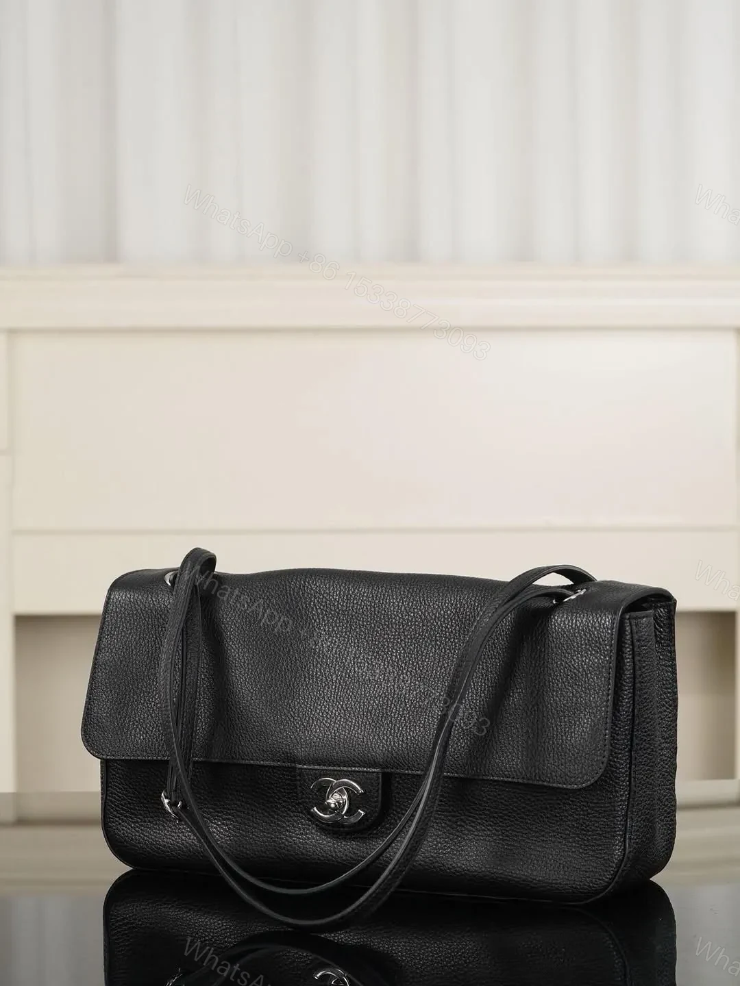 View 6 of Chanel Maxi Flap 32 Black Sliver Hradware