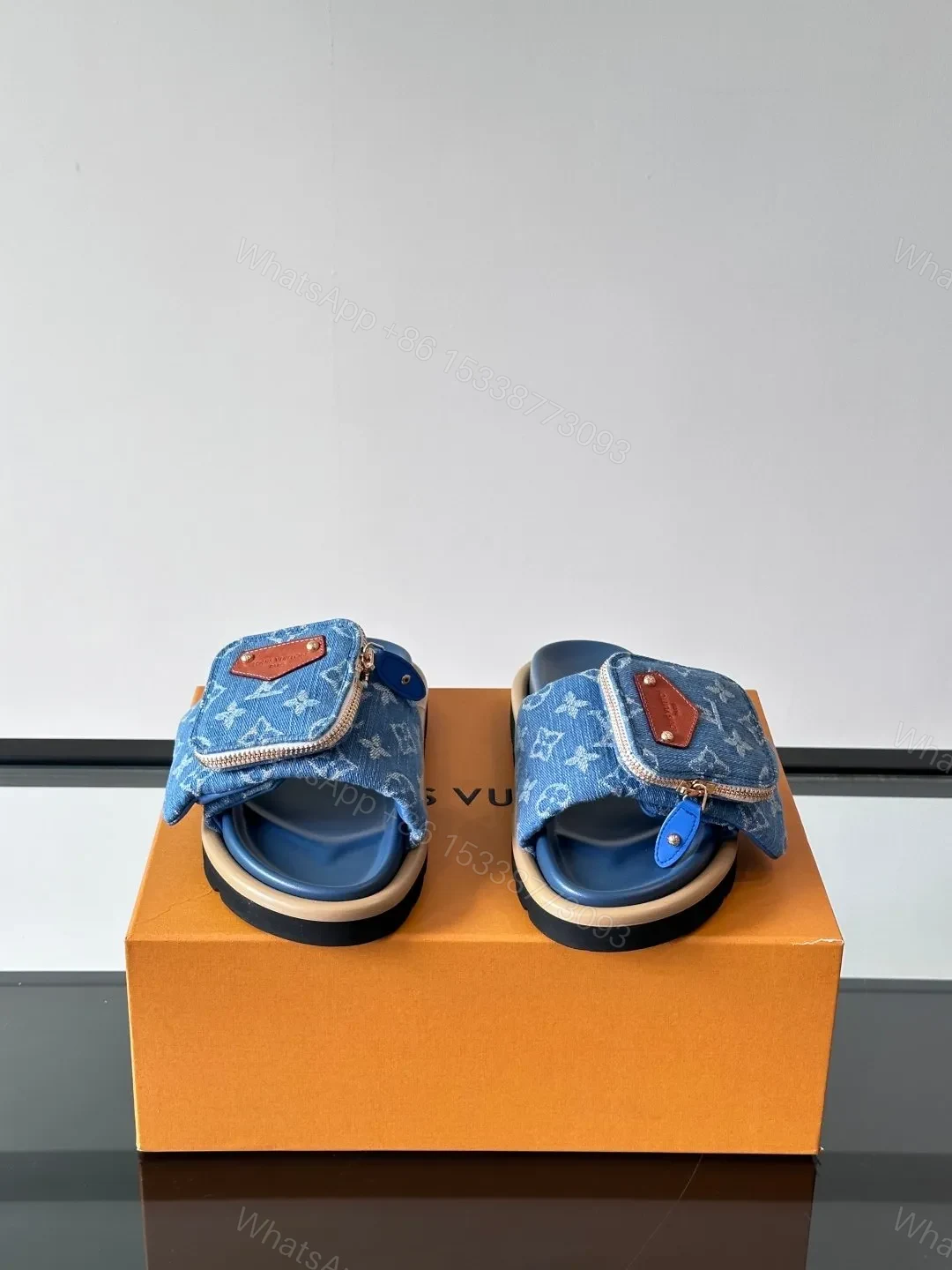 View 2 of LV Men Blue Denim Slides