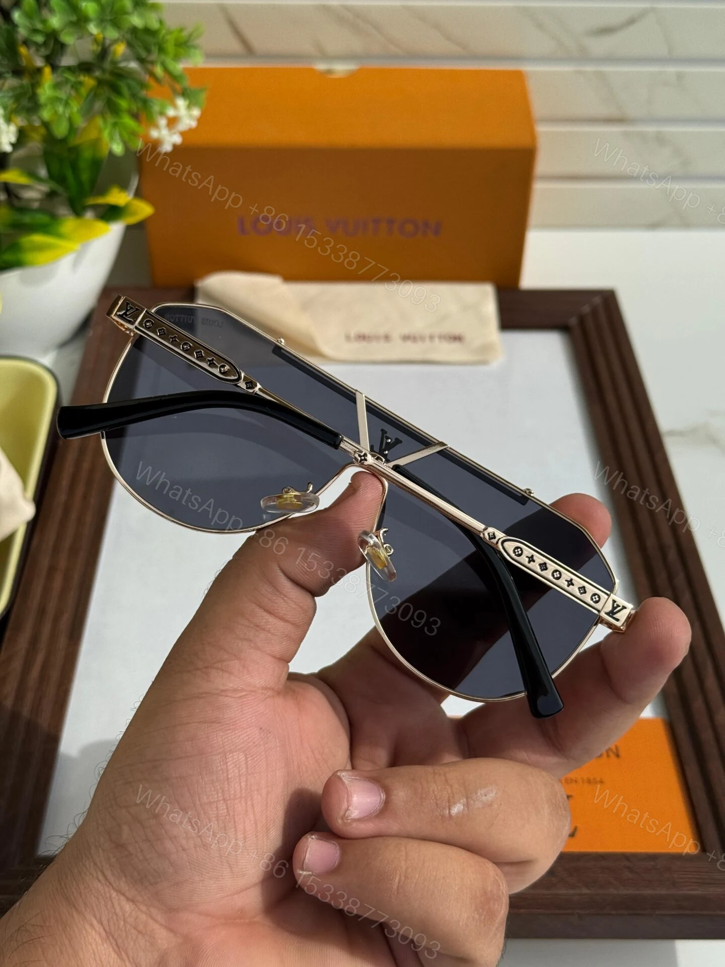 View 4 of Louis Vuitton Aviator Men’s Sunglasses Gold-Black