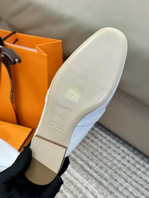 View 7 of White Leather Mule with Gold Horsebit - Premium Calfskin Slip-On