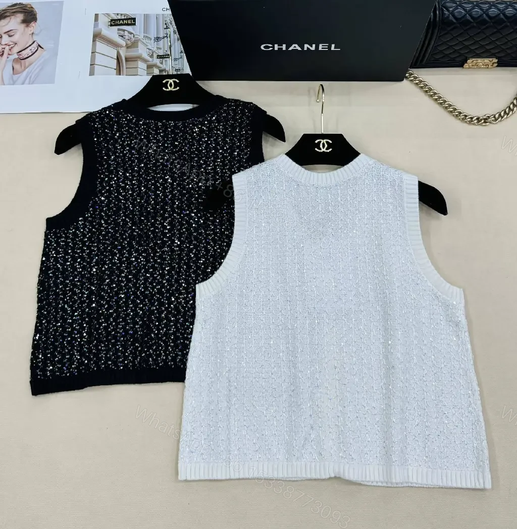 View 4 of Textured Knit Vest Set: Sparkling Buttons, Black & White