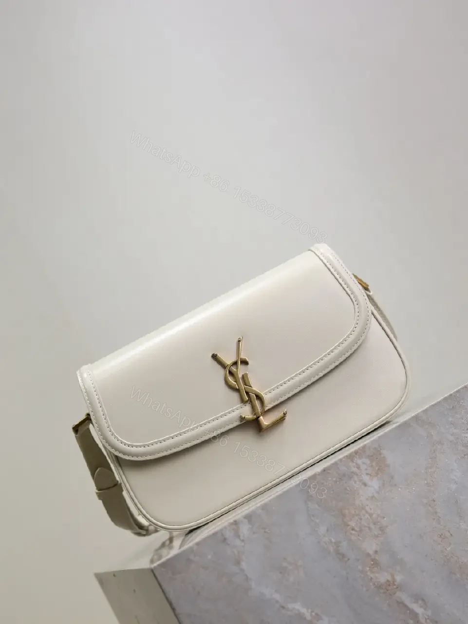 View 8 of Ivory Leather Crossbody — Gold-Accent, Compact, Everyday Ease