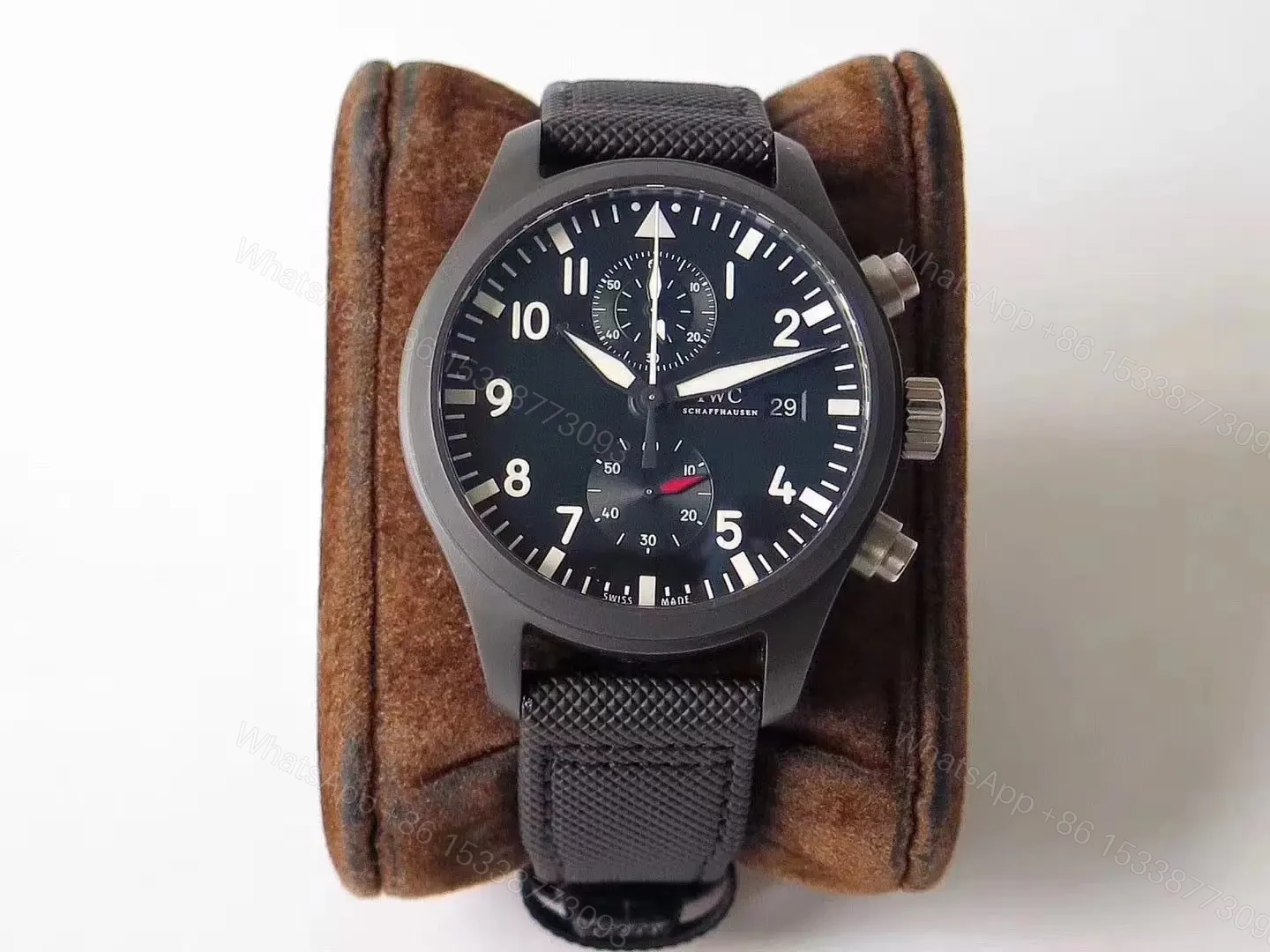 View 2 of IWC Pilot Top Gun Movie Replica Chronograph IW389001 Ceramic Black Dial7750 2022