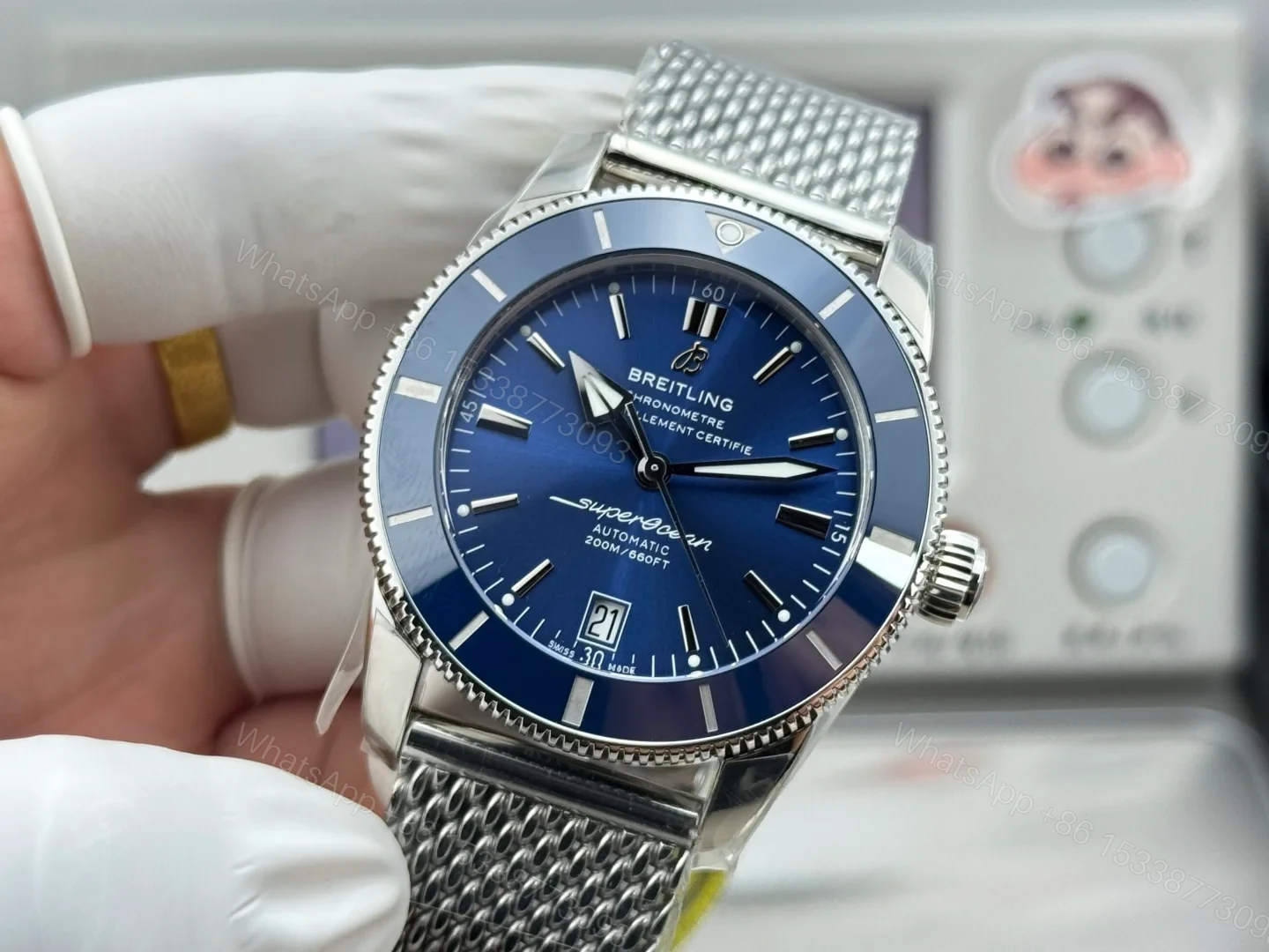 View 3 of Breitling Superocean Heritage ’57 Stainless Steel Blue Dial Mesh A10370161C1A1