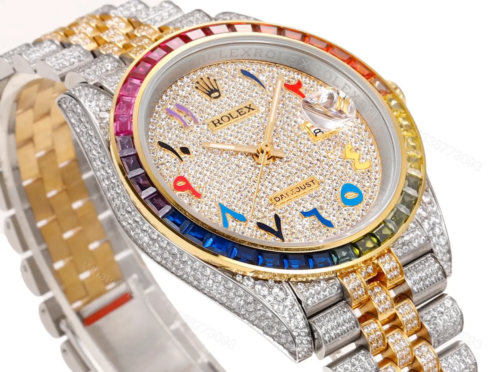 View 3 of Best Rolex Datejust Rainbow Arabic replica 41MM Two-Tone Jubilee Bracelet Edition RG-DATEJUST41-RAINBOW-ARABIC-TT-JUBILEE